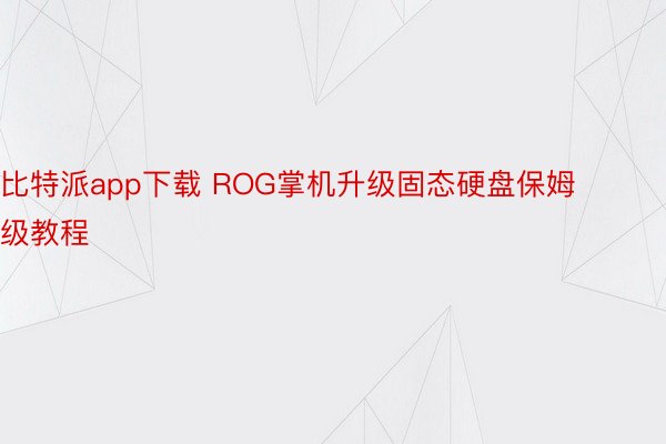 比特派app下载 ROG掌机升级固态硬盘保姆级教程
