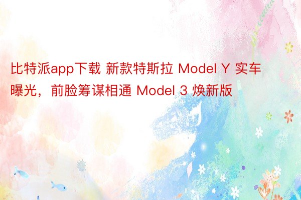 比特派app下载 新款特斯拉 Model Y 实车曝光，前脸筹谋相通 Model 3 焕新版