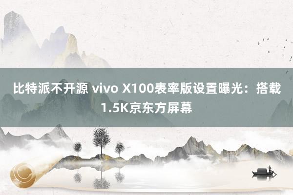 比特派不开源 vivo X100表率版设置曝光：搭载1.5K京东方屏幕