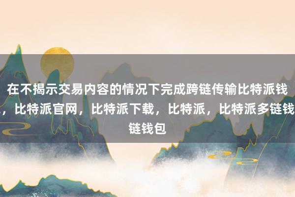 在不揭示交易内容的情况下完成跨链传输比特派钱包，比特派官网，比特派下载，比特派，比特派多链钱包