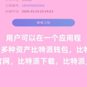 用户可以在一个应用程序中管理多种资产比特派钱包，比特派官网，比特派下载，比特派，比特派多链钱包